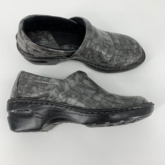 BOC Womens Peggy Clogs Shoes Gray Croc Emboss C45728 Slip On 9 M 2952 - Picture 1 of 11